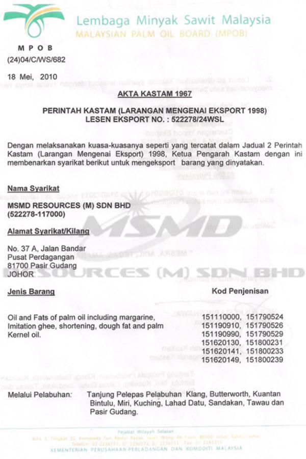 Mpob License Malaysia